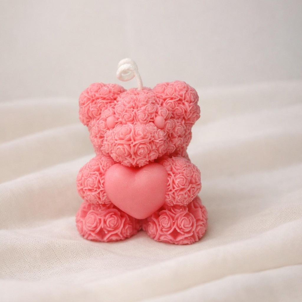 Vela Oso de Rosas con corazón